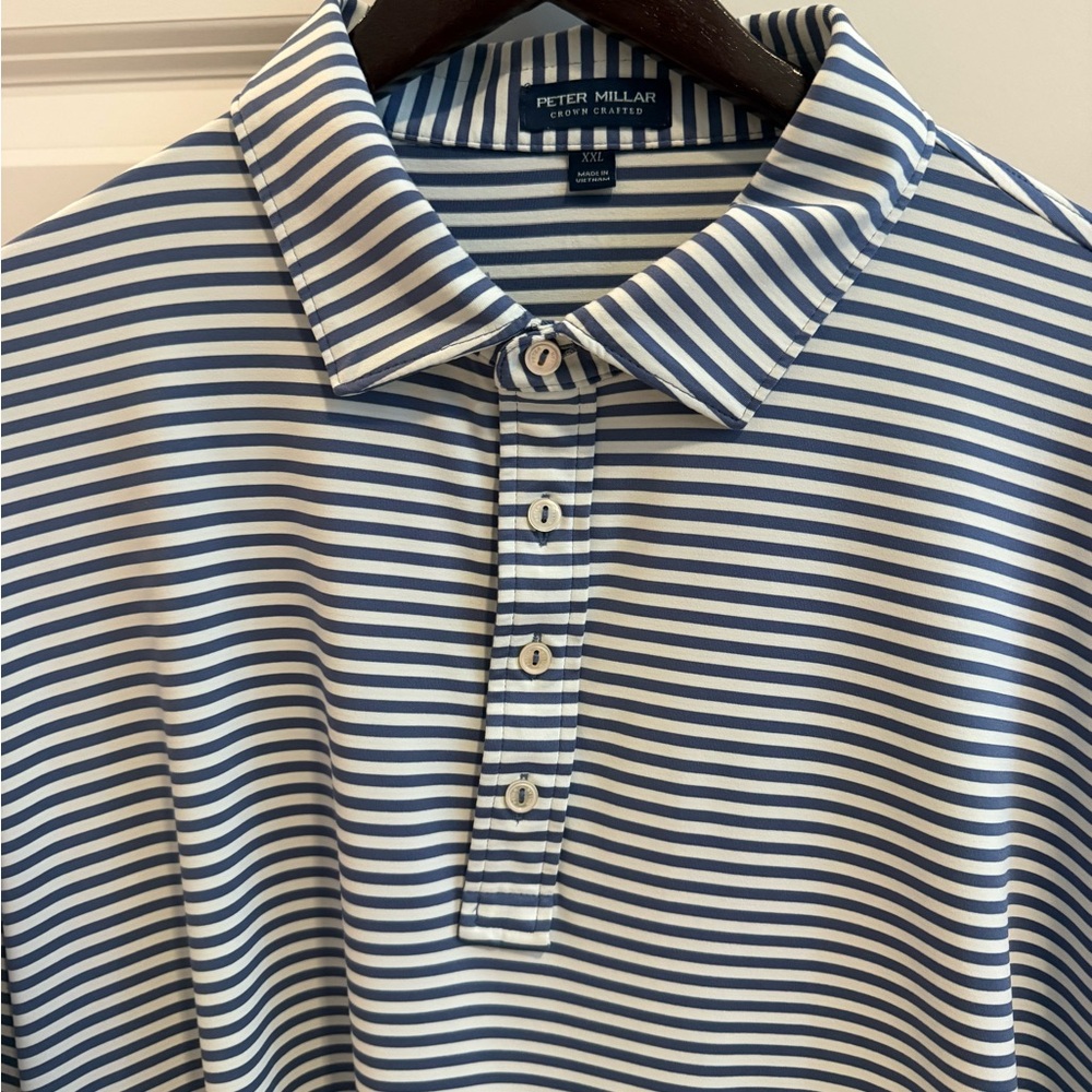 Peter Millar Blue and Teal Striped Polo Shirt